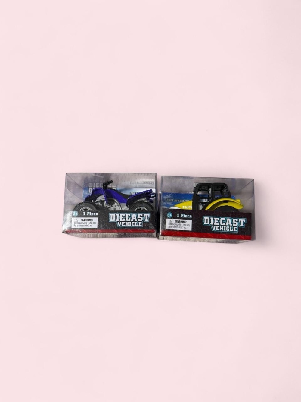 Diecast Vehicle Toy Farm Set - yellow tractor & blue atv